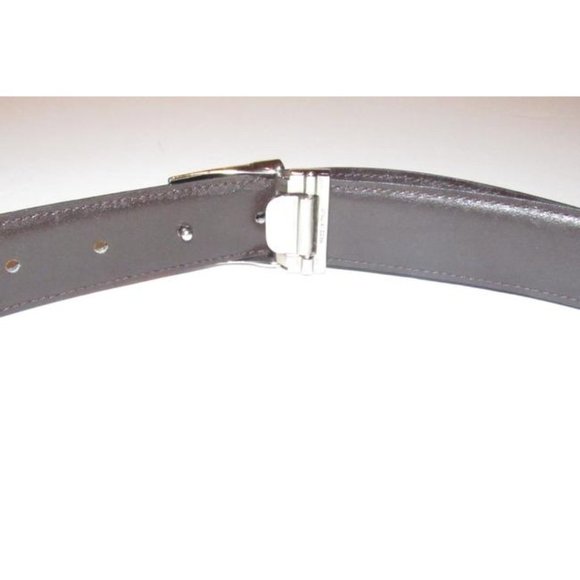 FENDI Black Brown Reversible Chrome FF Buckle Belt